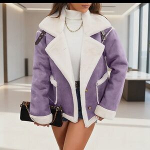 Women's Purple Shearling Jacket
